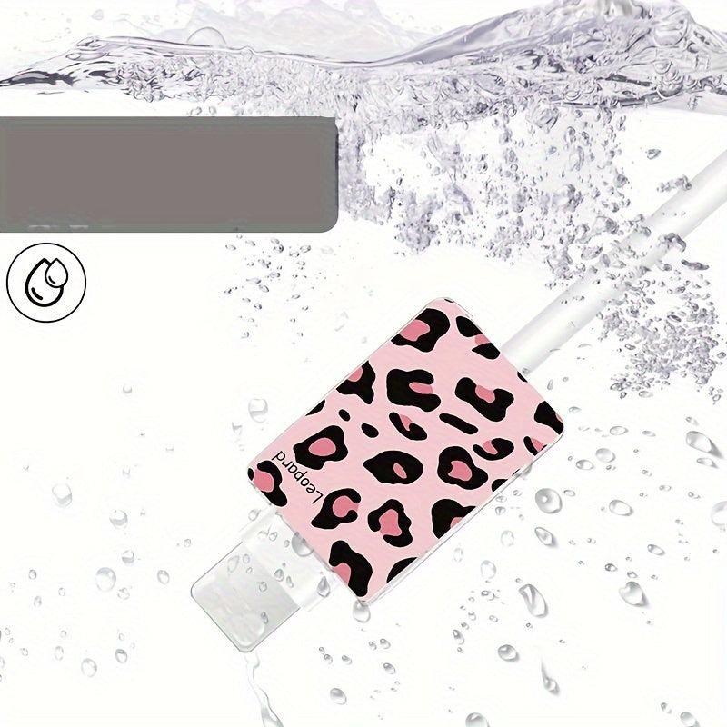 iOS заряд кабеллари учун 4 та Leopar чопи кабель аксессуарлари тўплами, клиплар, қопламалар ва мўлжалданишга қарши хусусиятлар билан