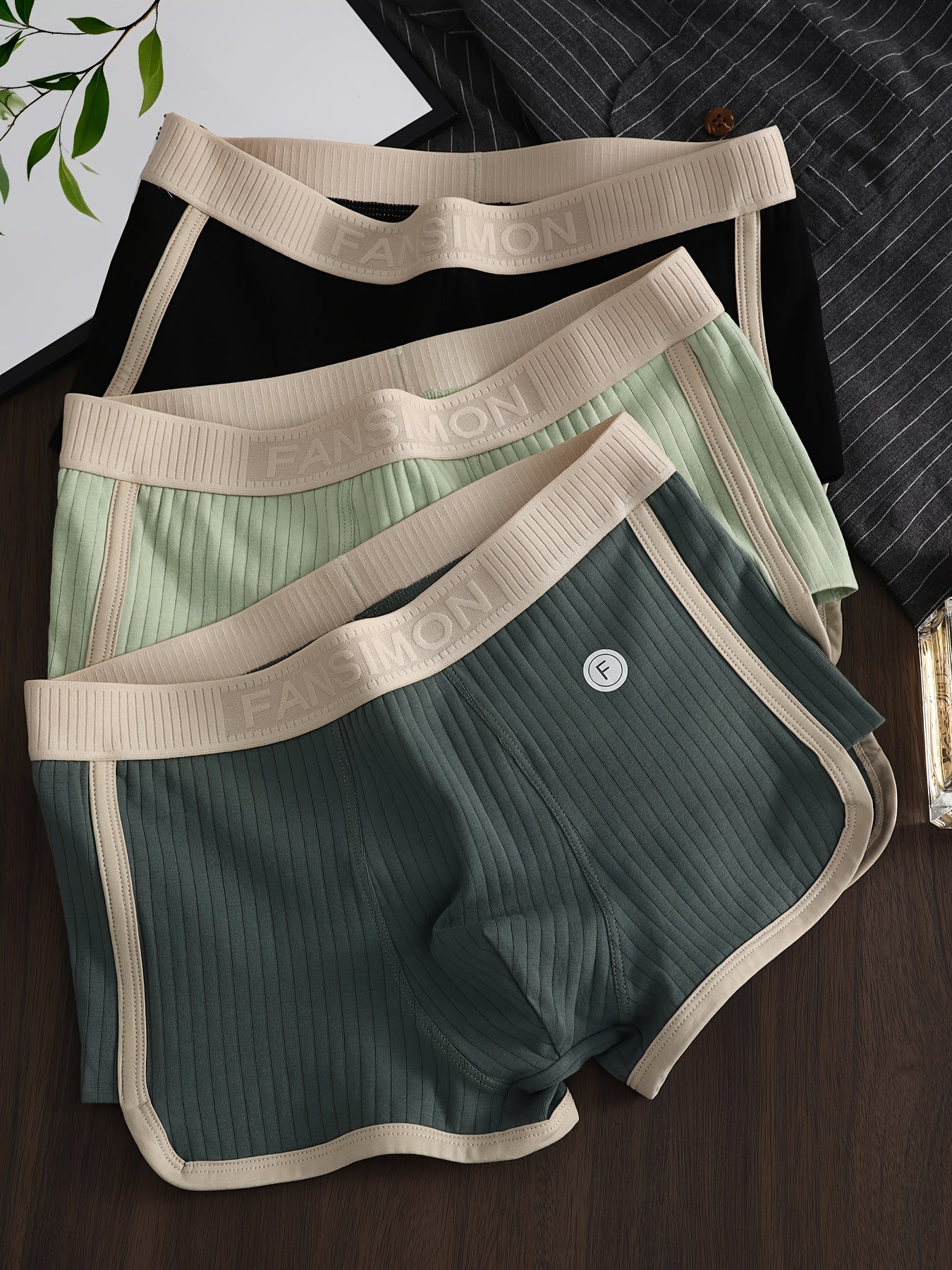 Мужские хлопковые боксеры-слипы 3 шт. Средний эластан, однотонные, повседневная одежда