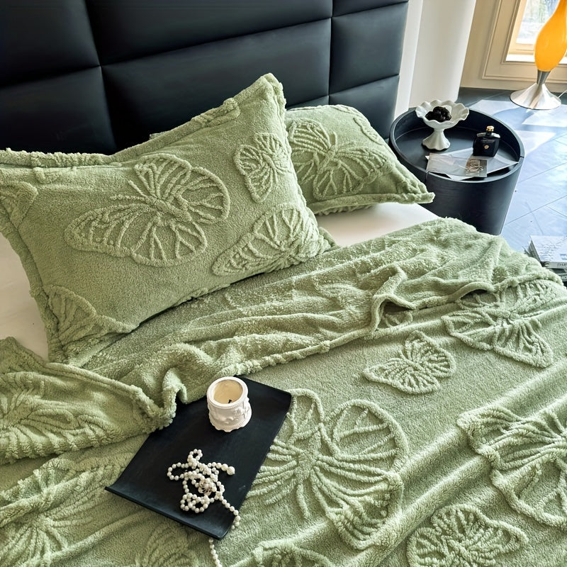 Green Taffeta Jacquard Throw Blanket for Bed Sofa Couch