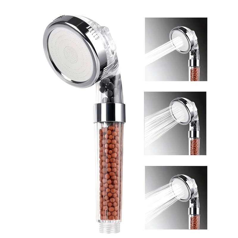 Luxury 3-Setting Metal Shower Head with Water Filter Rainfall for Bathroom Outdoors