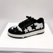 Women's Star Design Low Top Colorblock Canvas Skate Sneakers