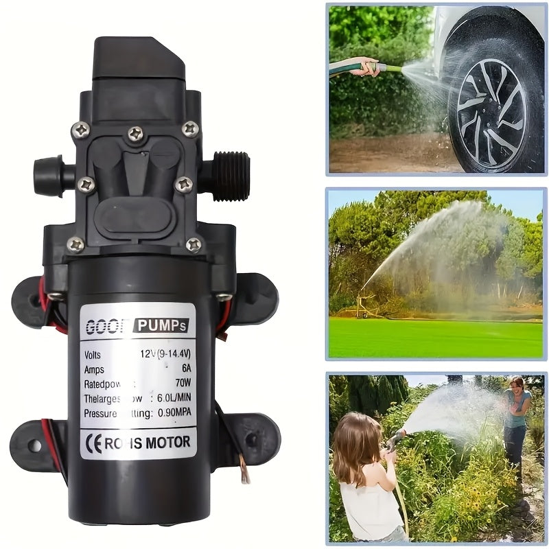 Bomba de agua de diafragma de alta presión 130PSI, autocebante, 12V para autocaravana, barco, jardín