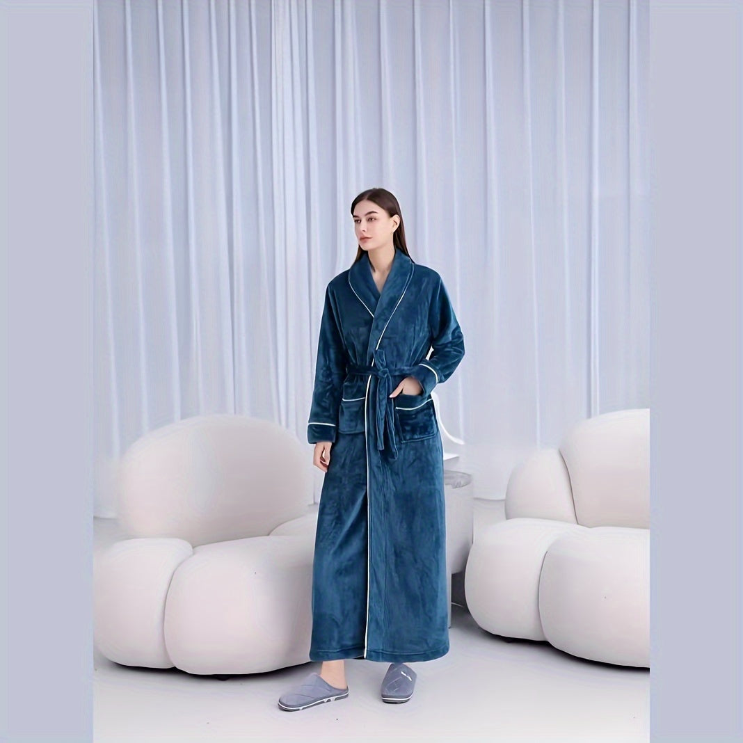 Unisex Plaid Bathrobe Soft Comfortable Modern Knit Fabric 300g Polyester Towel Theme
