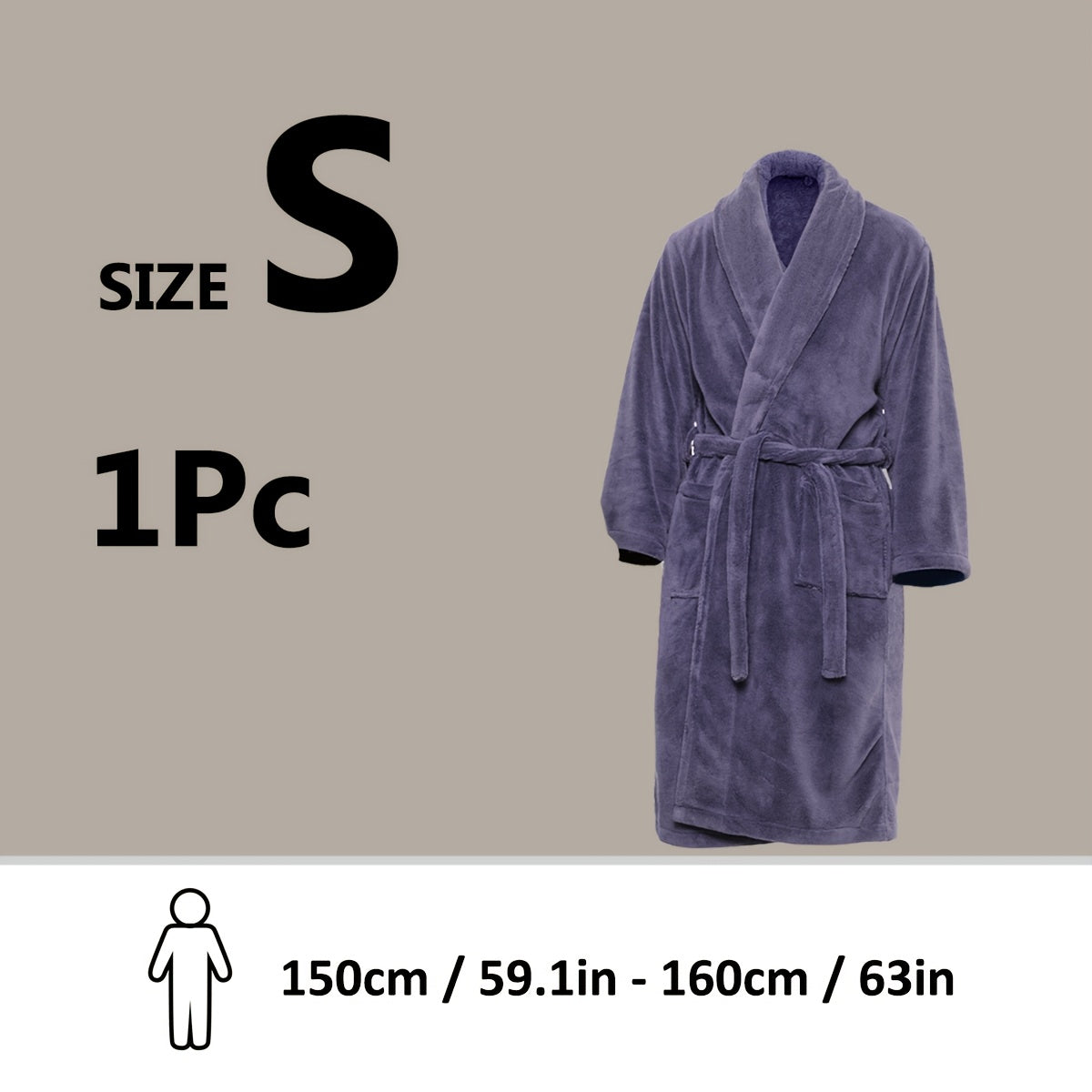 Unisex Fleece Bathrobe with Shawl Collar Soft Machine Washable
