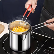 Small Stainless Steel Frying Pan with Frying Basket for Induction Cookers 8 Inch