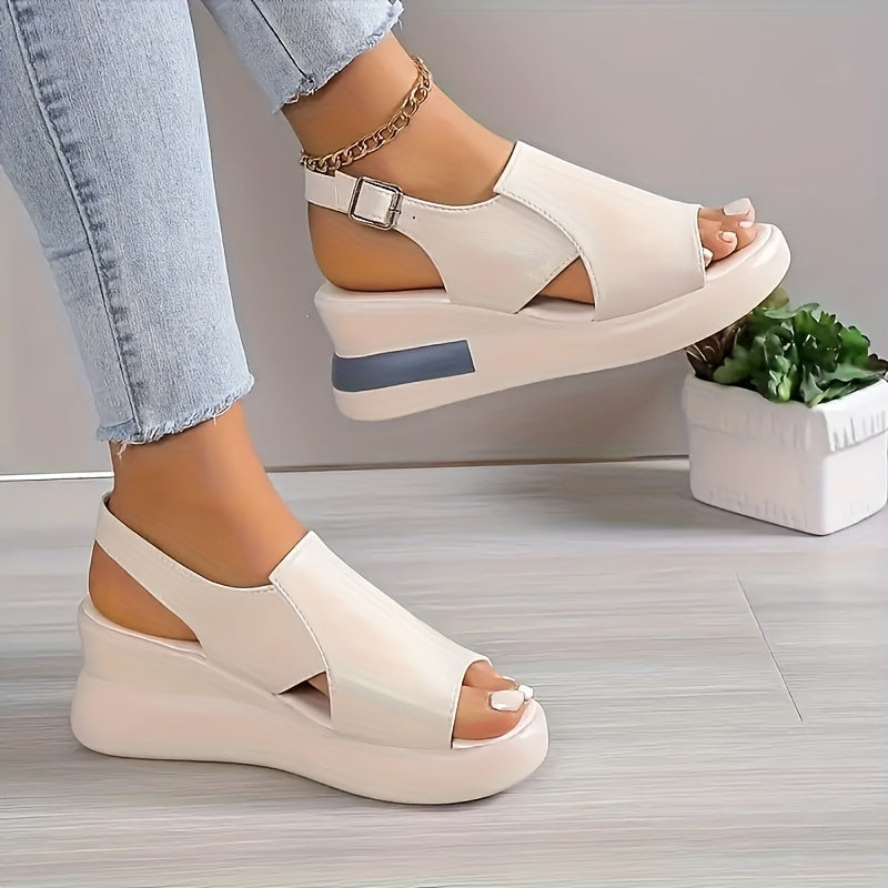 Women's Wedge Sandals Open Toe Ankle Strap Platform Heel Casual Summer