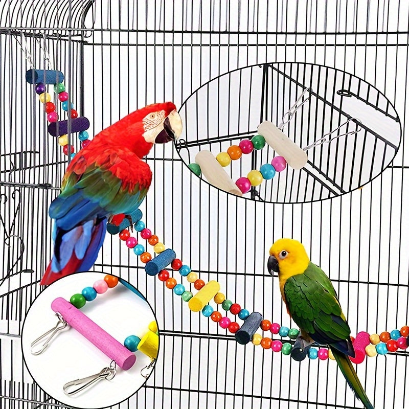 Bird Toy Set for Small and Medium Parrots Climbing Ladder Swing Bells Chew Toys 3-10 Pieces