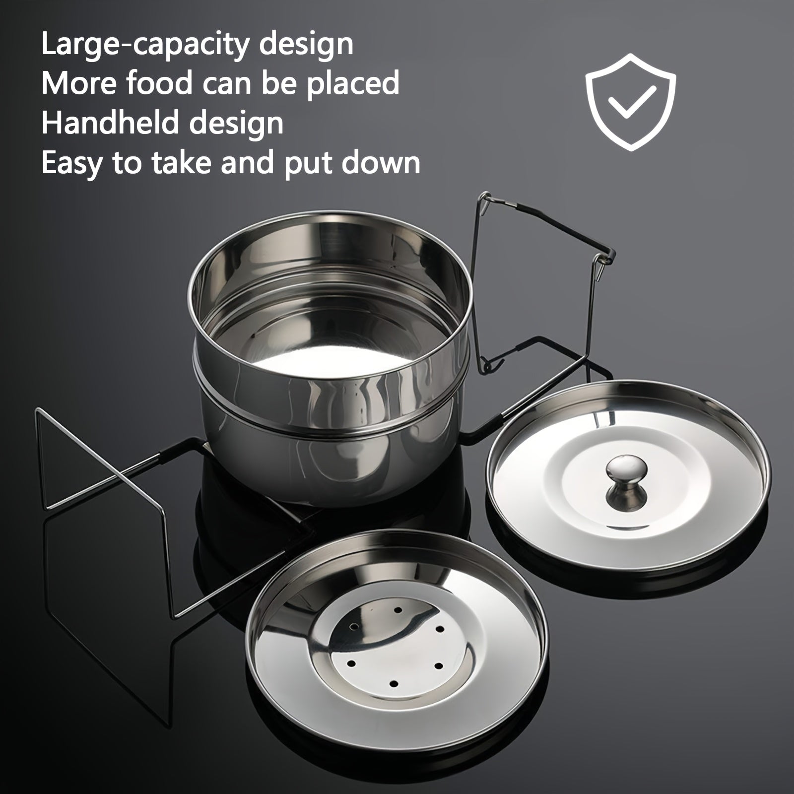 Suv o'tkazmaydigan po'latdan yasalgan bug'larni yopadigan qopqog'li bug'li idish, sabzavotlar va oziq-ovqatlarni sog'lom pishirish uchun