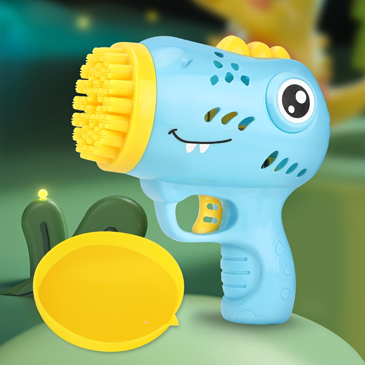 Children's Electric Dinosaur Bubble Gun for Kids Ages 3-6 with 36 Nozzles LED Lights Plastic Outdoor Toy