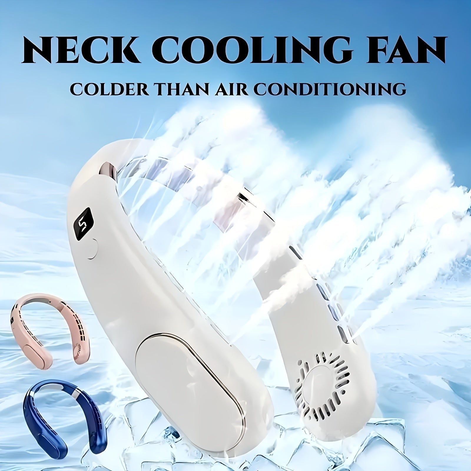 Portable USB Neck Fan with Adjustable Speed Digital Display for Outdoor Use