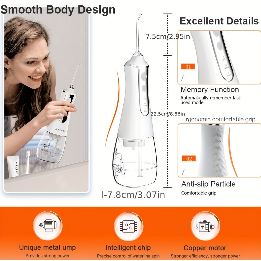 Cordless Dental Water Flosser Portable Rechargeable Oral Irrigator