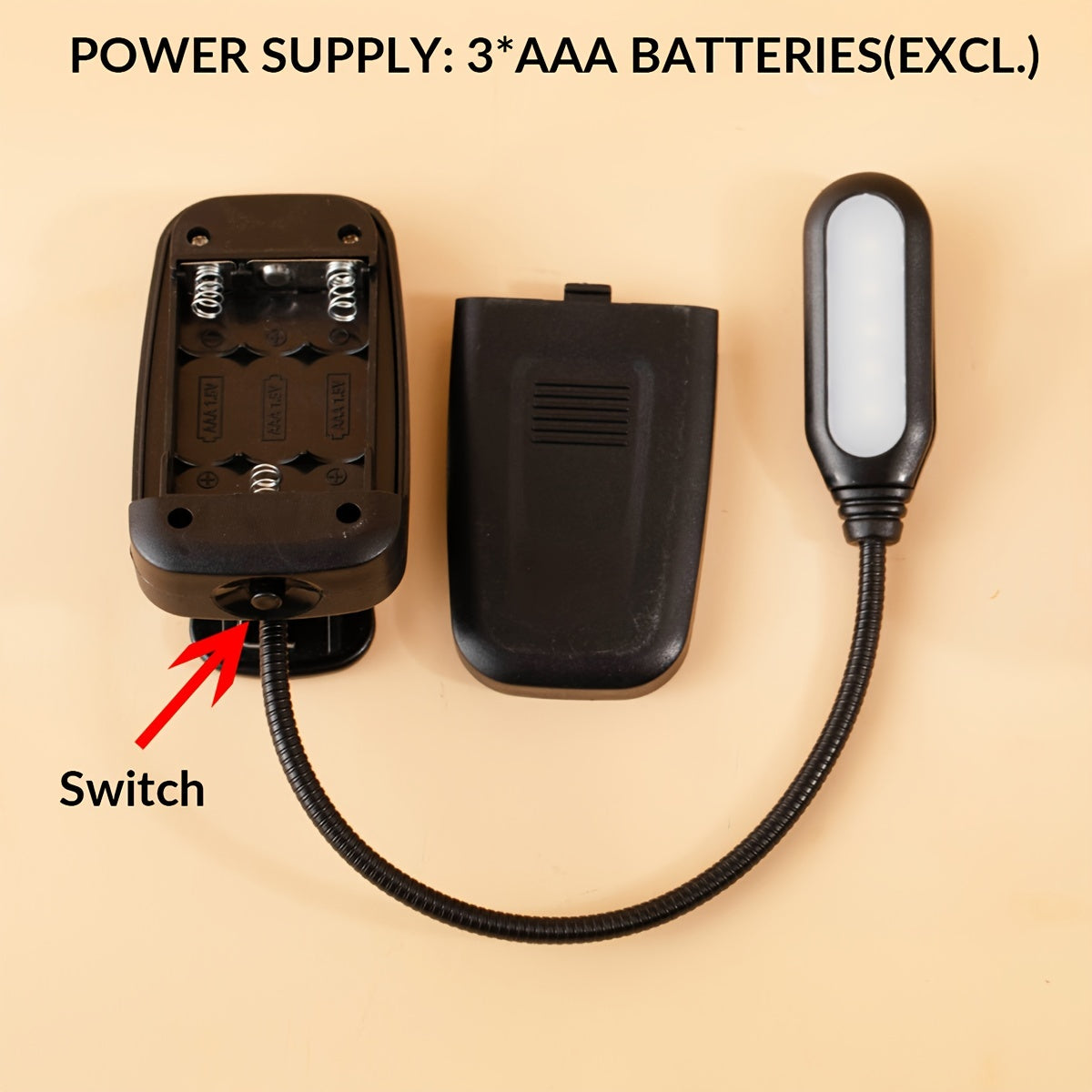 Lámpara de lectura LED ajustable con clip de luz amarilla para lectura