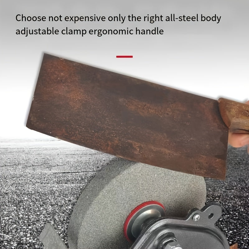 Manual Hand Crank Sharpener for Knives and Scissors, Dual Grit, Metal Construction