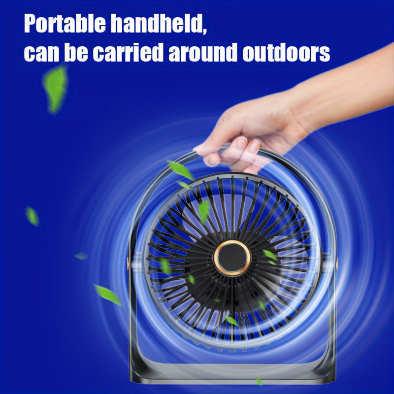 Rechargeable Portable USB Desk Fan with LED Night Light, 5 Speeds, Quiet Operation
