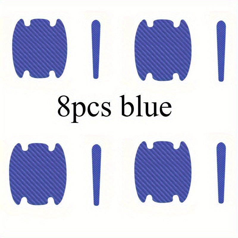 8 Pcs Carbon Fiber Car Door Handle Protectors Scratch Resistant Covers Universal Fit Black