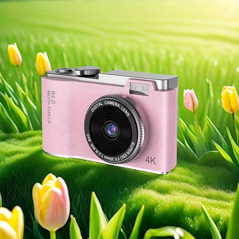 Retro Style 4K HD CCD Digital Camera with Dual Lens USB-C Charging 2.4 Inch Screen