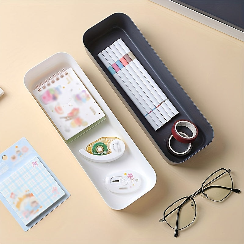 Organizador de escritorio de plástico con tapa abierta para oficina en casa, residencia universitaria, pack de 1 o 2