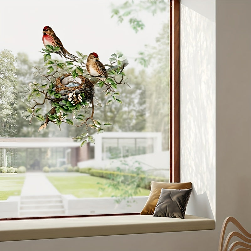 Bird's Nest and Branch Wall Sticker Self-Adhesive PVC Home Decor for Living Room Bedroom Entryway
