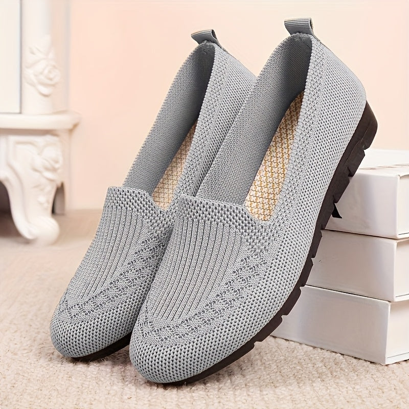 Women's Knit Slip-On Loafers Breathable Red All-Season Shoes