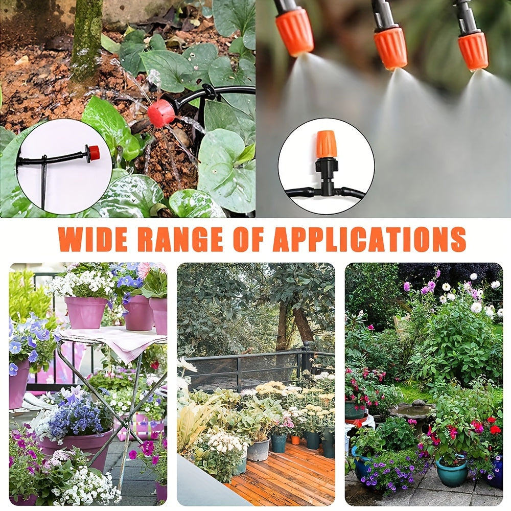 50M Plastic Drip Irrigation System Kit for Garden Lawn Patio Greenhouse Water Saving