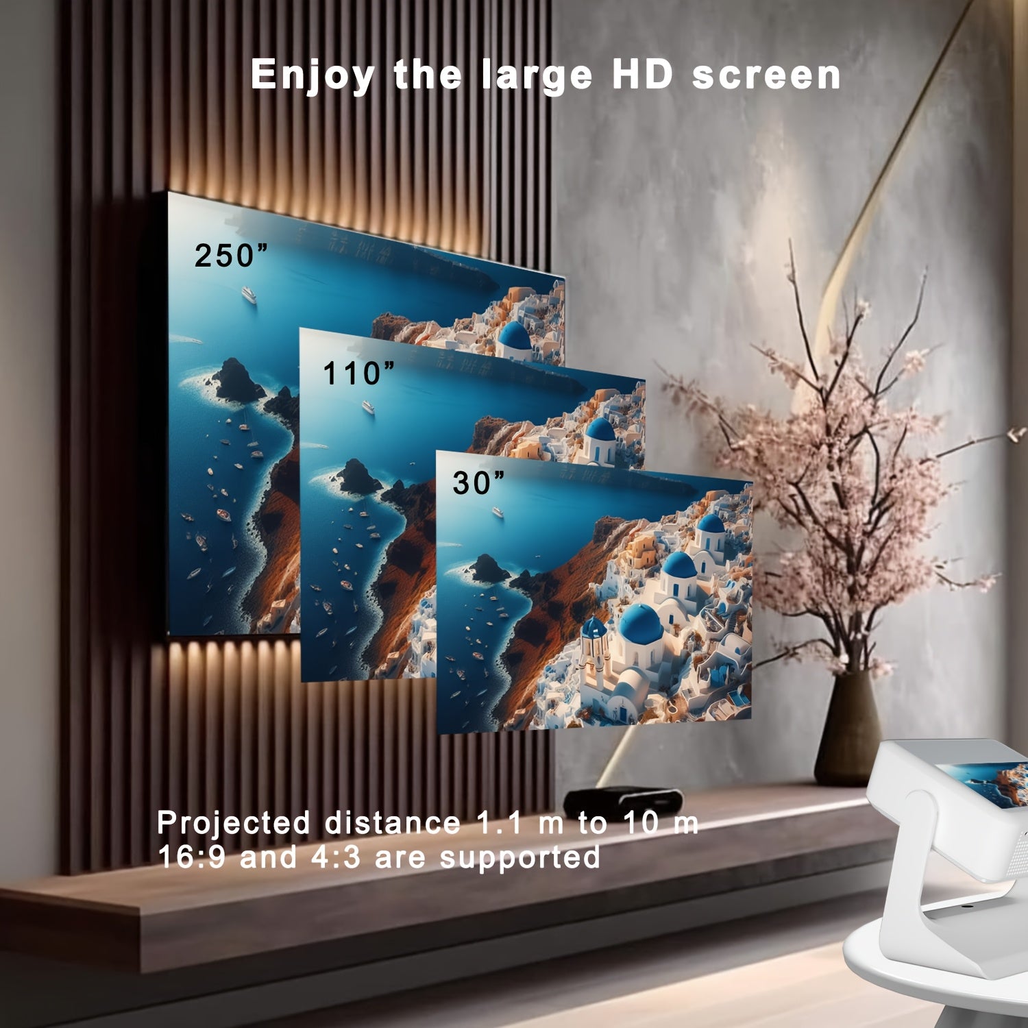 Портативный 4K HD умный проектор с WiFi6 и автоматической коррекцией трапеции