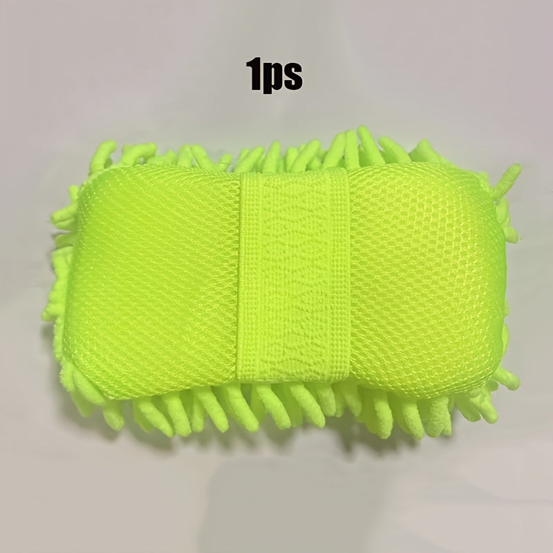 Chenille mikrotoʻqimachilik avtomobil yuvish qoʻli va Vaffle quritish sochiq toʻplami, yashil, 9.05 dyuym x 5.11 dyuym