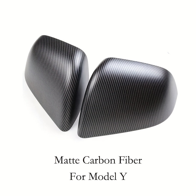 Rearview Mirror Cover Carbon Fiber Trim for Tesla Model Y Matte Finish