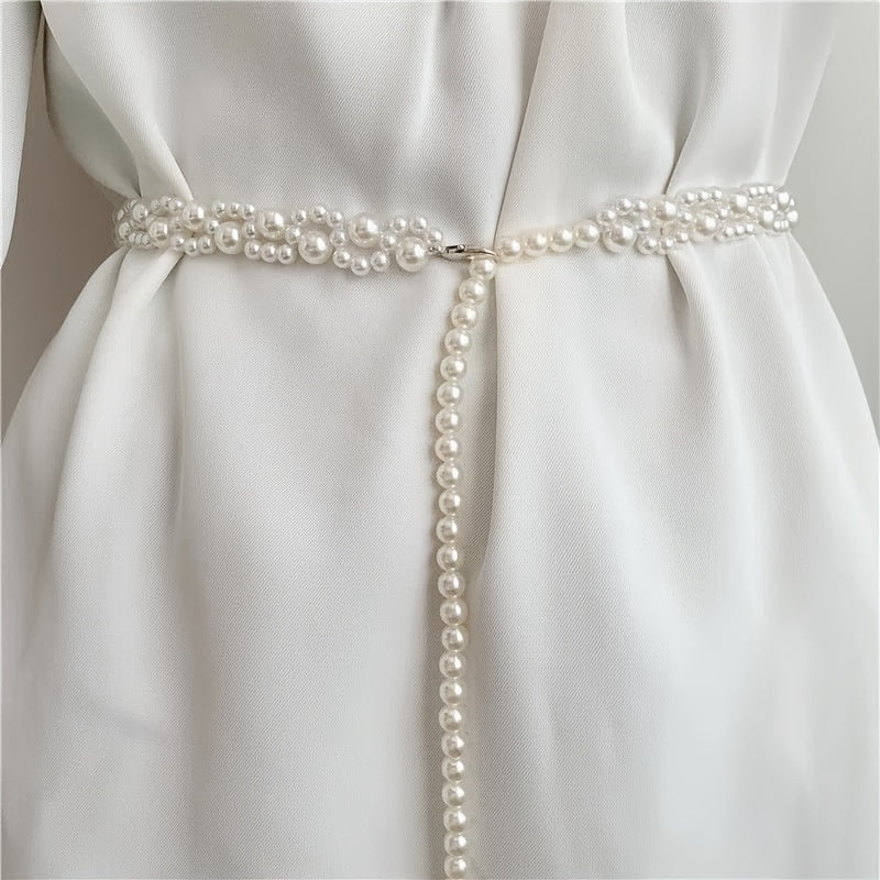 Women's Faux Pearl Waist Belt for Weddings and Special Occasions