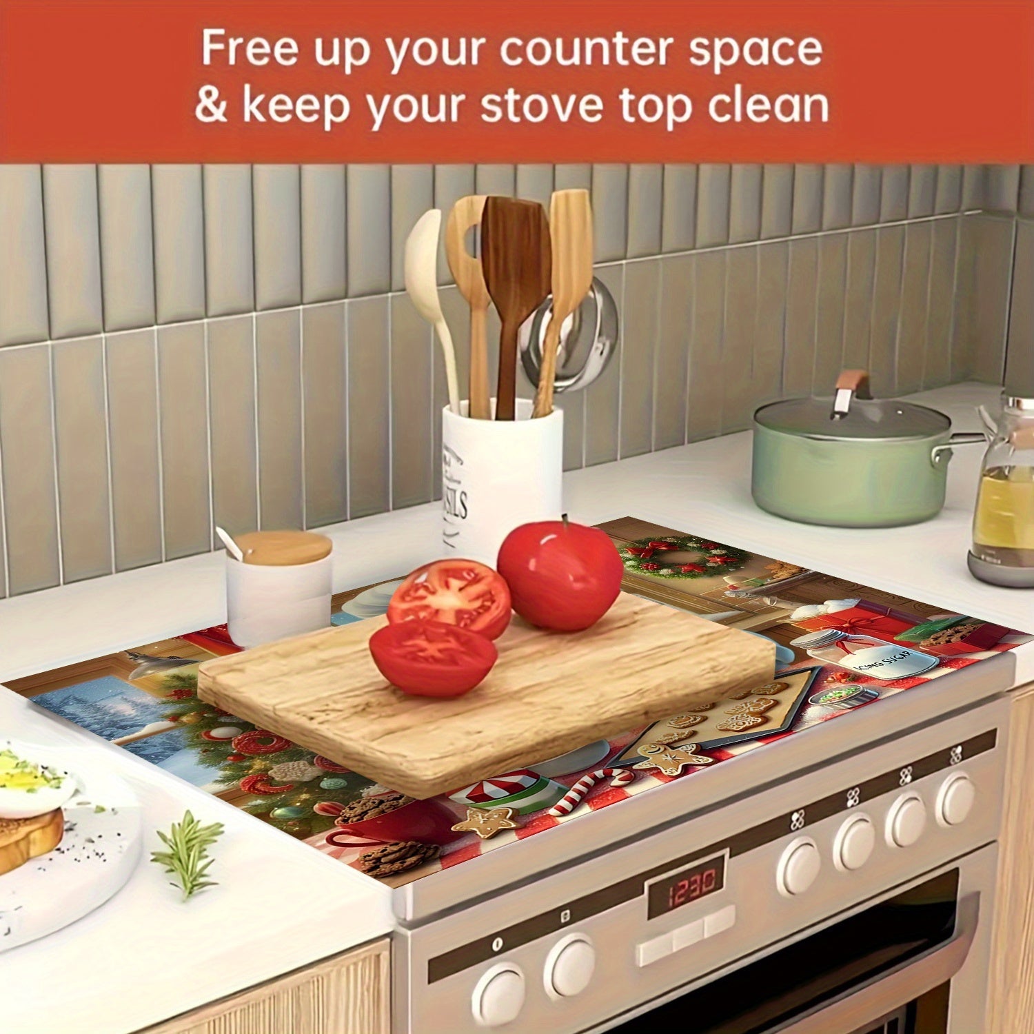 Cubierta para estufa de muñeco de nieve navideño, impermeable, resistente al calor, antideslizante para cocinas eléctricas y de vidrio