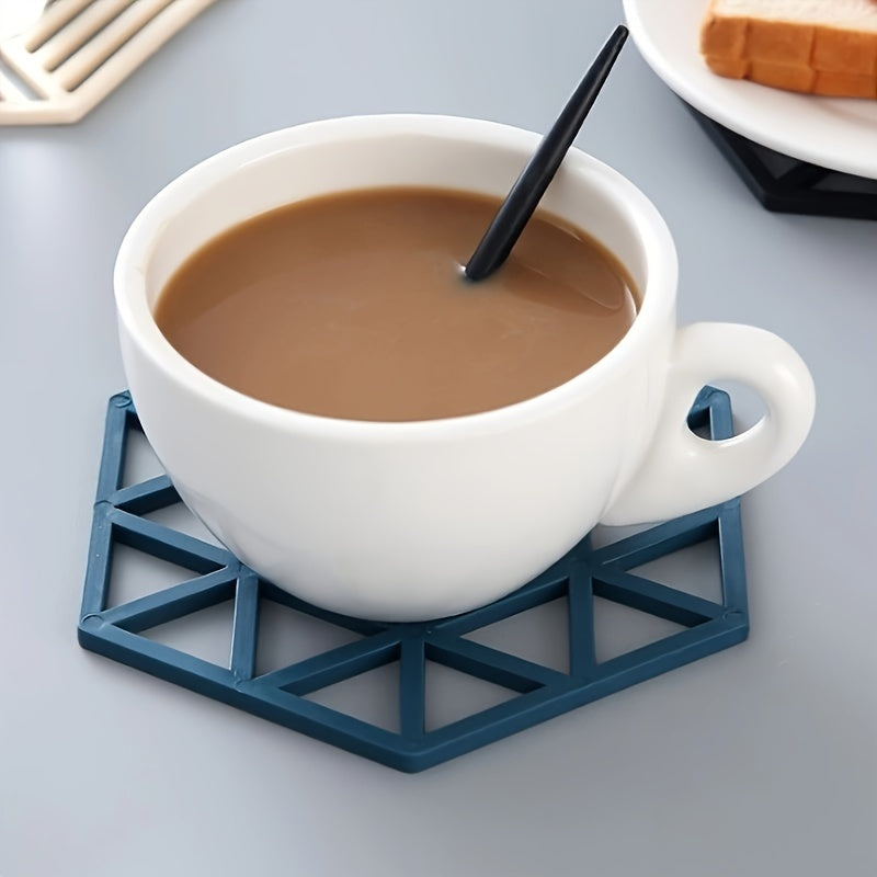 Set of Plastic Cubby Shelf Coasters with Geometric Pattern, Heat-Resistant, Non-Slip