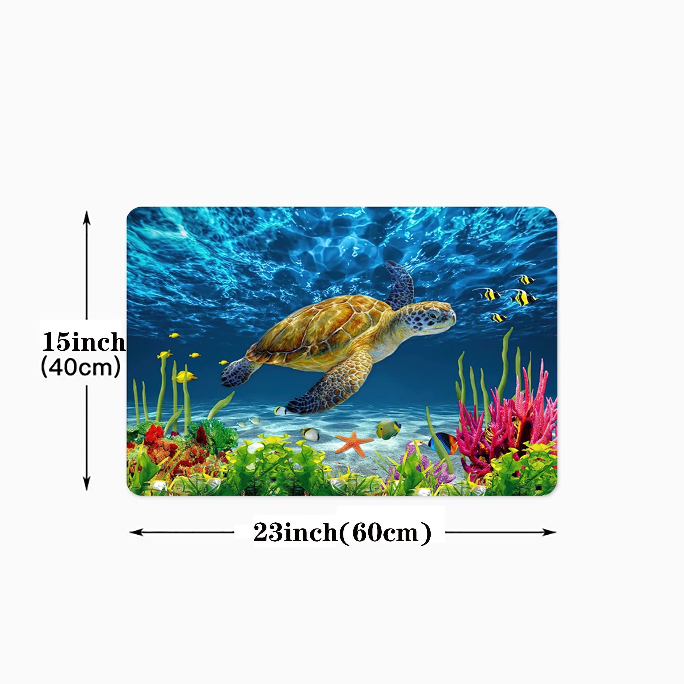Soft Non-Slip Bath Rug with Sea Turtle Pattern Absorbent Bathroom Carpet