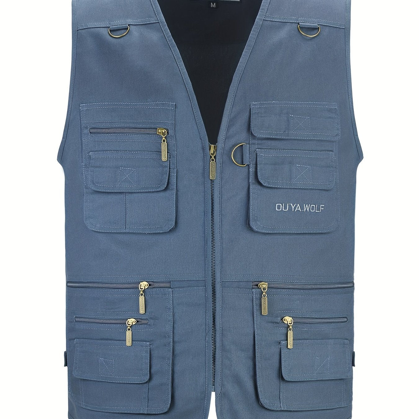 Men's Cotton Polyester Cargo Vest with Multiple Pockets for Outdoor Activities