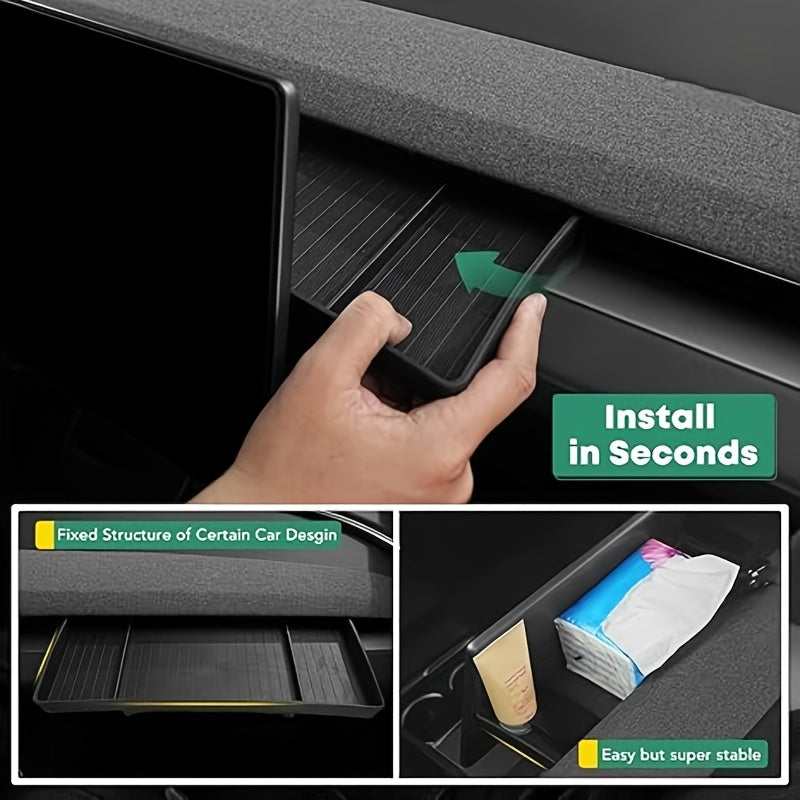 Car Dashboard Storage Tray Non-Slip TPE Hidden Compartments for Tesla Model 3