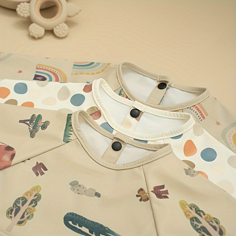 Unisex Baby Long Sleeve Bib Waterproof Debris Collection Pocket Toddler Feeding Apron