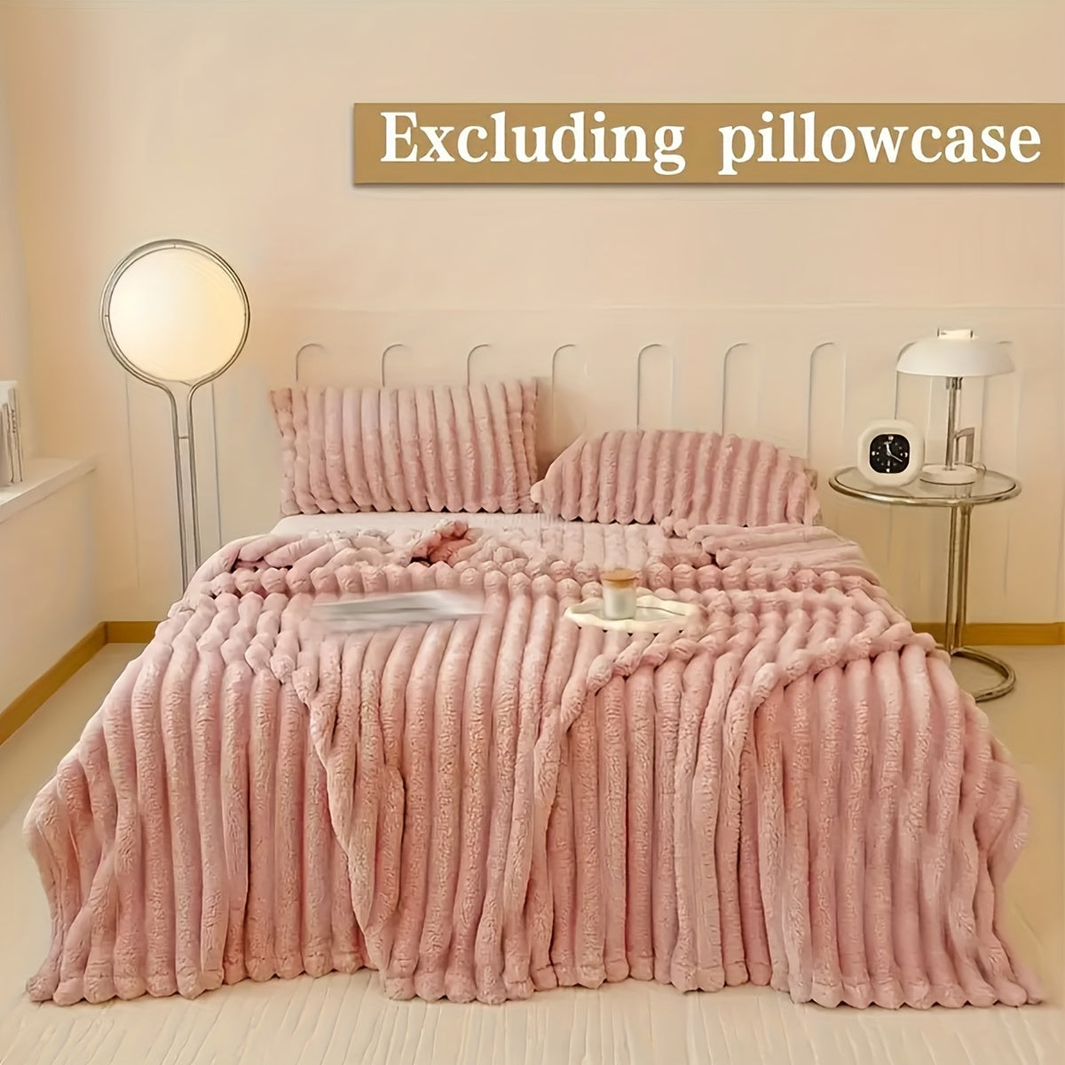 Reversible Rabbit Fur Shawl Blanket Cozy Warm for Napping Camping Sofa Use