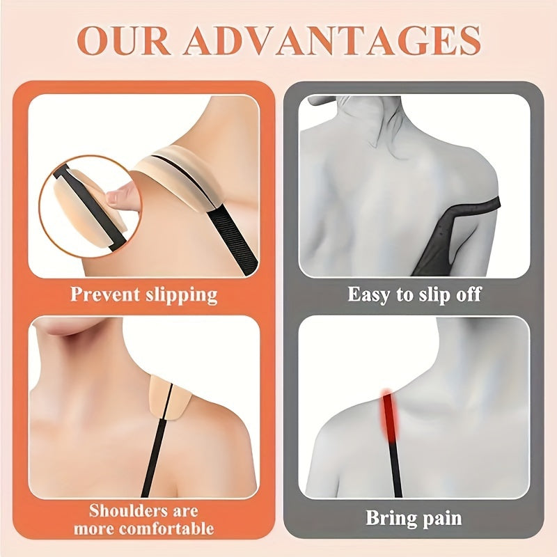 2pcs Silicone Bra Strap Cushions Non-Slip Shoulder Pads for Comfort and Strap Hold