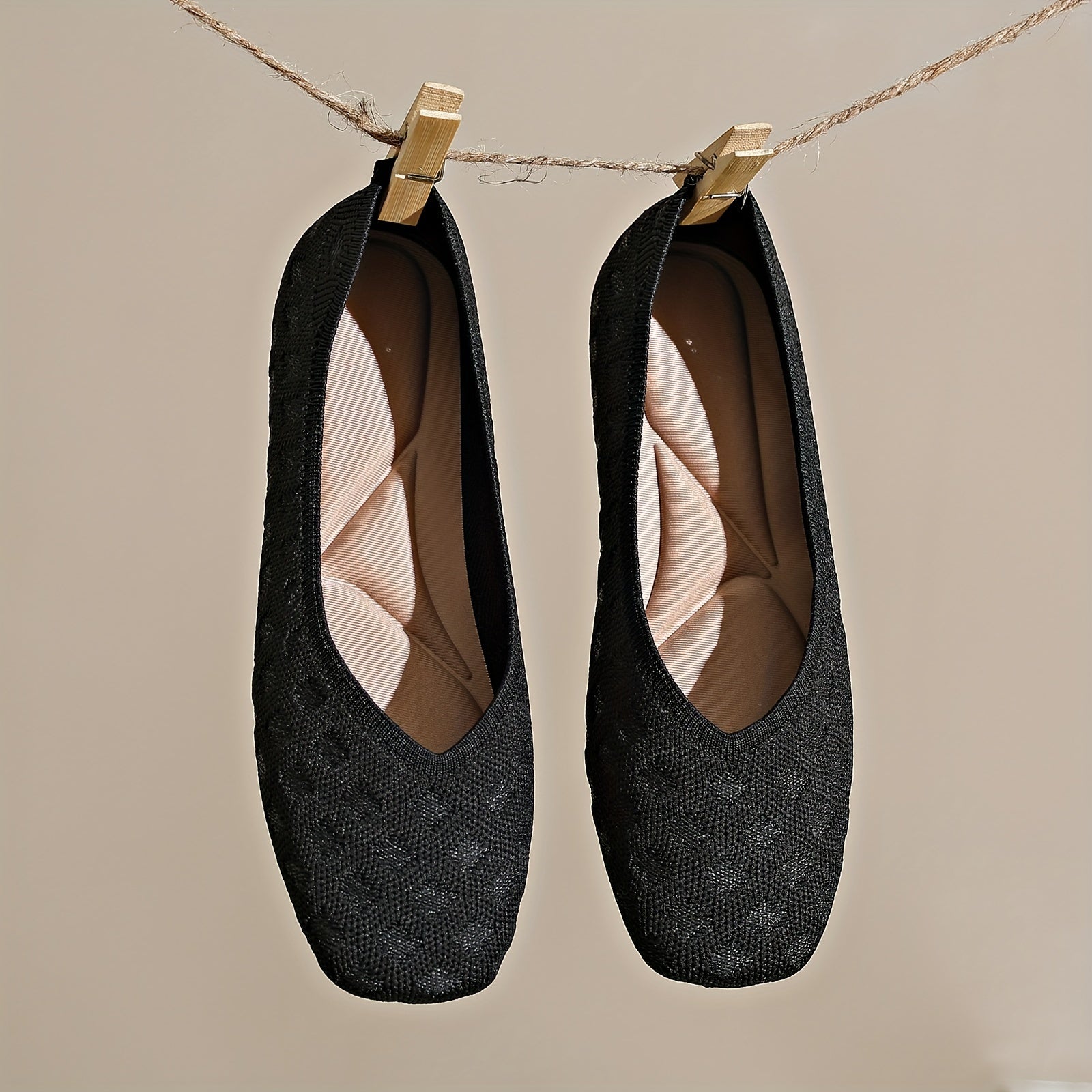 Women's Plaid Mesh Slip-On Ballet Flats Breathable Lightweight Fabric Shoes