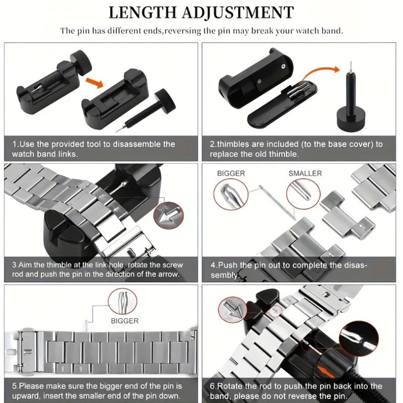 Stainless Steel Watch Band 16mm-24mm for Smartwatches and Traditional Watches Not Water Resistant