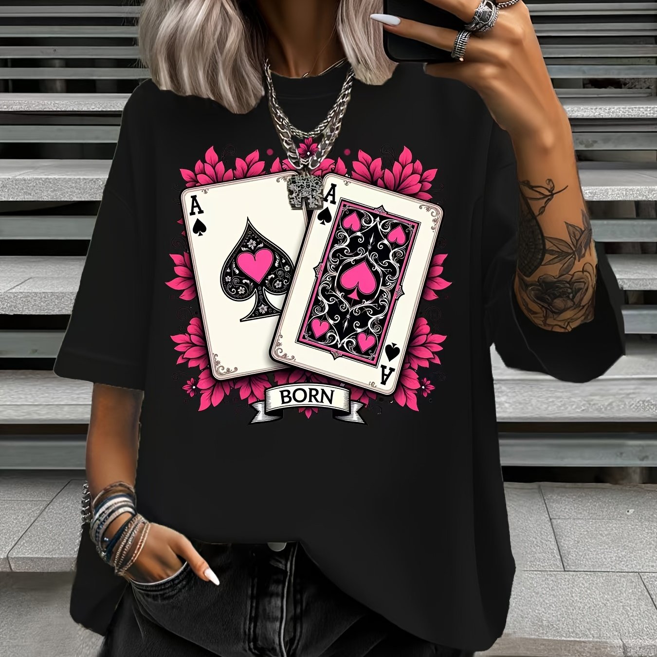 Plus Size Women's Graphic T-Shirt Black Cosplay Short Sleeve Summer Top