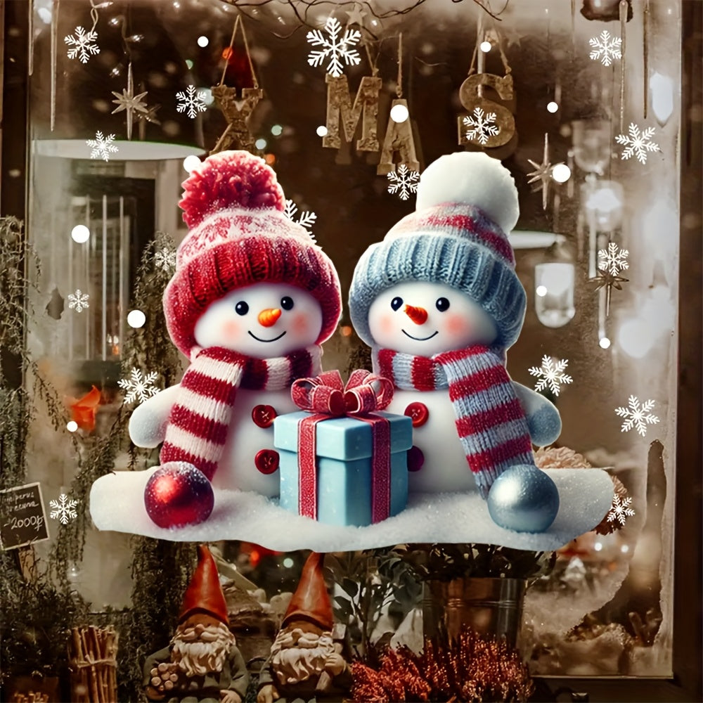 Christmas Snowman Window Sticker Double-Sided PVC Holiday Decor