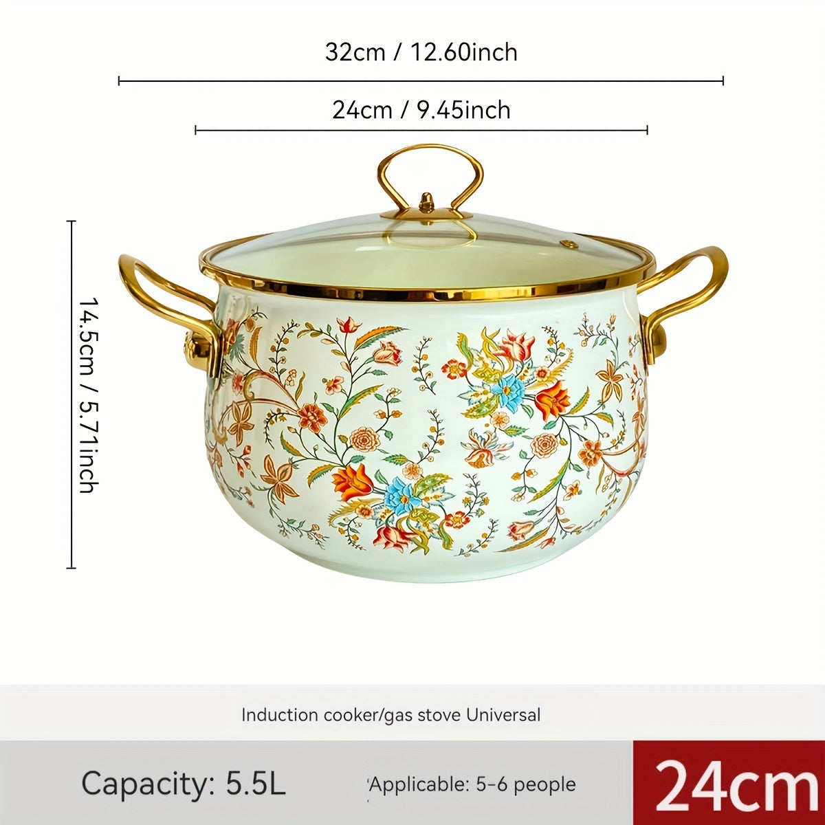 Enamel Saucepan 1 Piece Thick Enameled Pot for Stews Soups and Serving