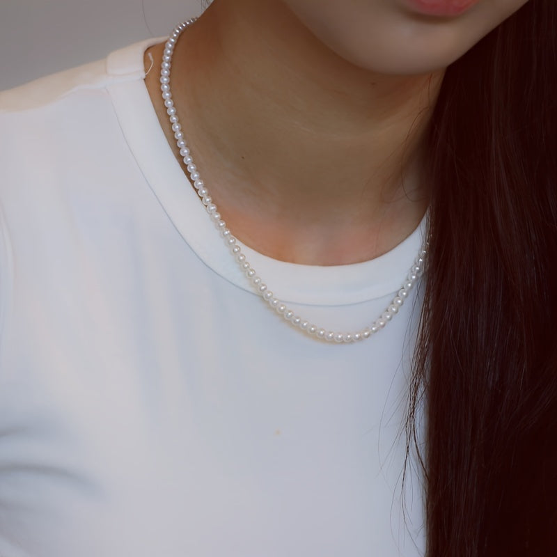 Freshwater Pearl Necklace for Women Elegant Silver Jewelry with Adjustable Length