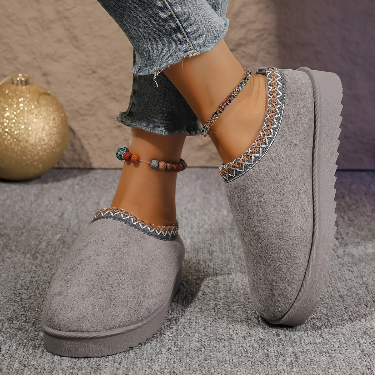 Women's Warm Slip-On Boots Soft Indoor Outdoor Shoes