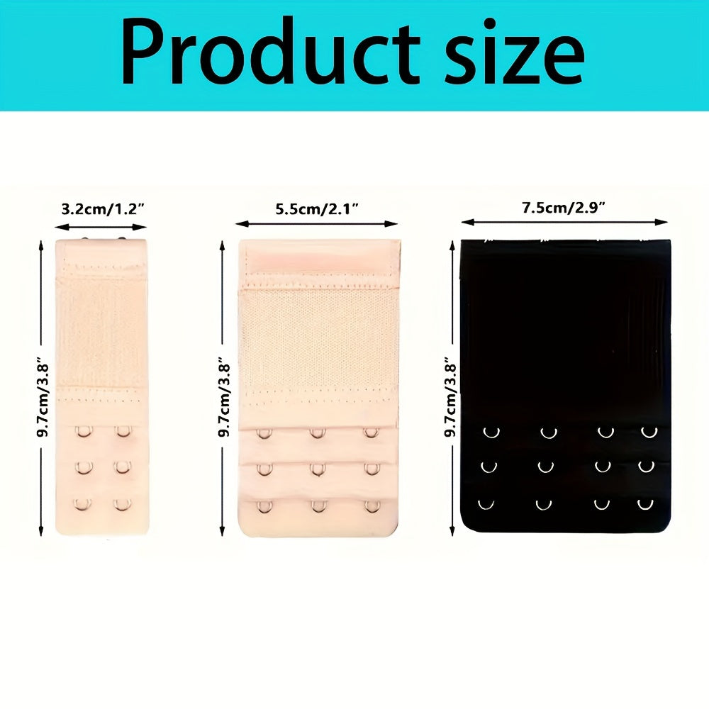 12 Pack Comfort Stretch Bra Extenders Adjustable Hooks Soft Polyester Knit Solid Color