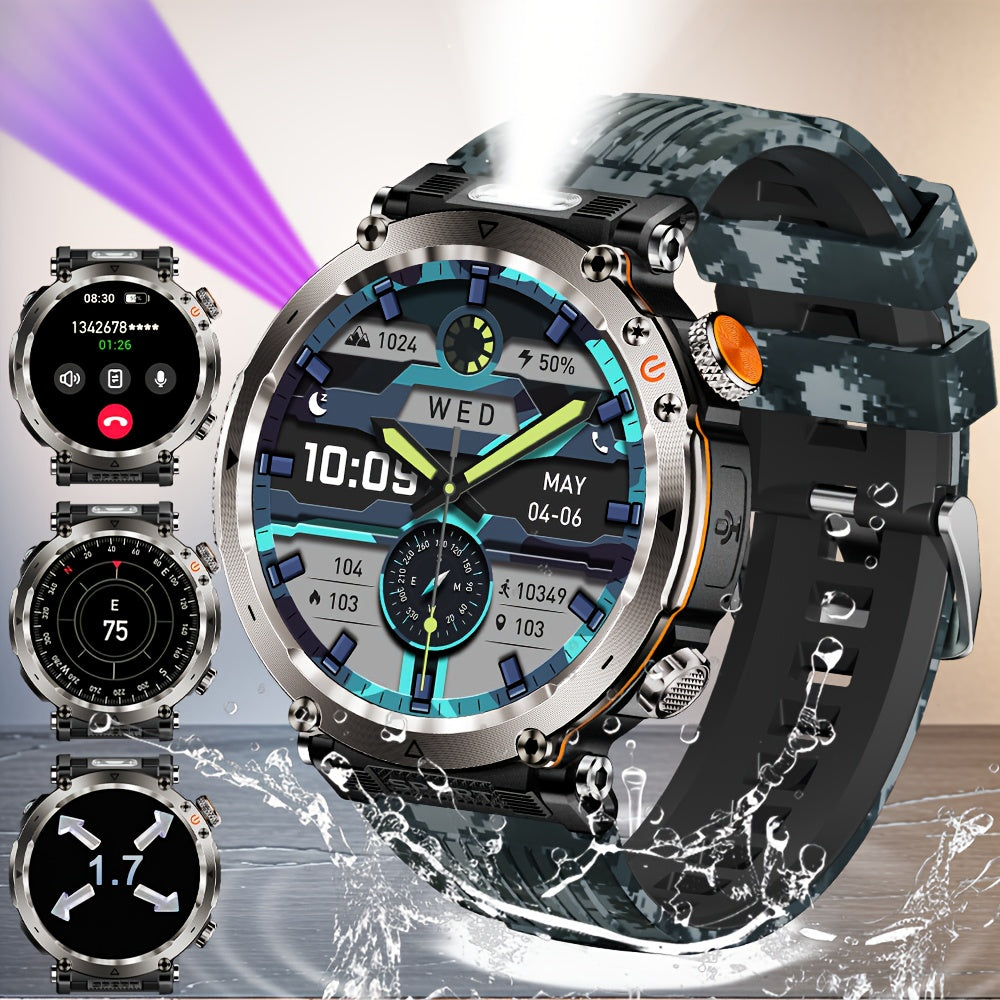 Men's Outdoor 1.7 Inch Smartwatch with IP68 Waterproof 5.0 Wireless 100+ Sports Modes