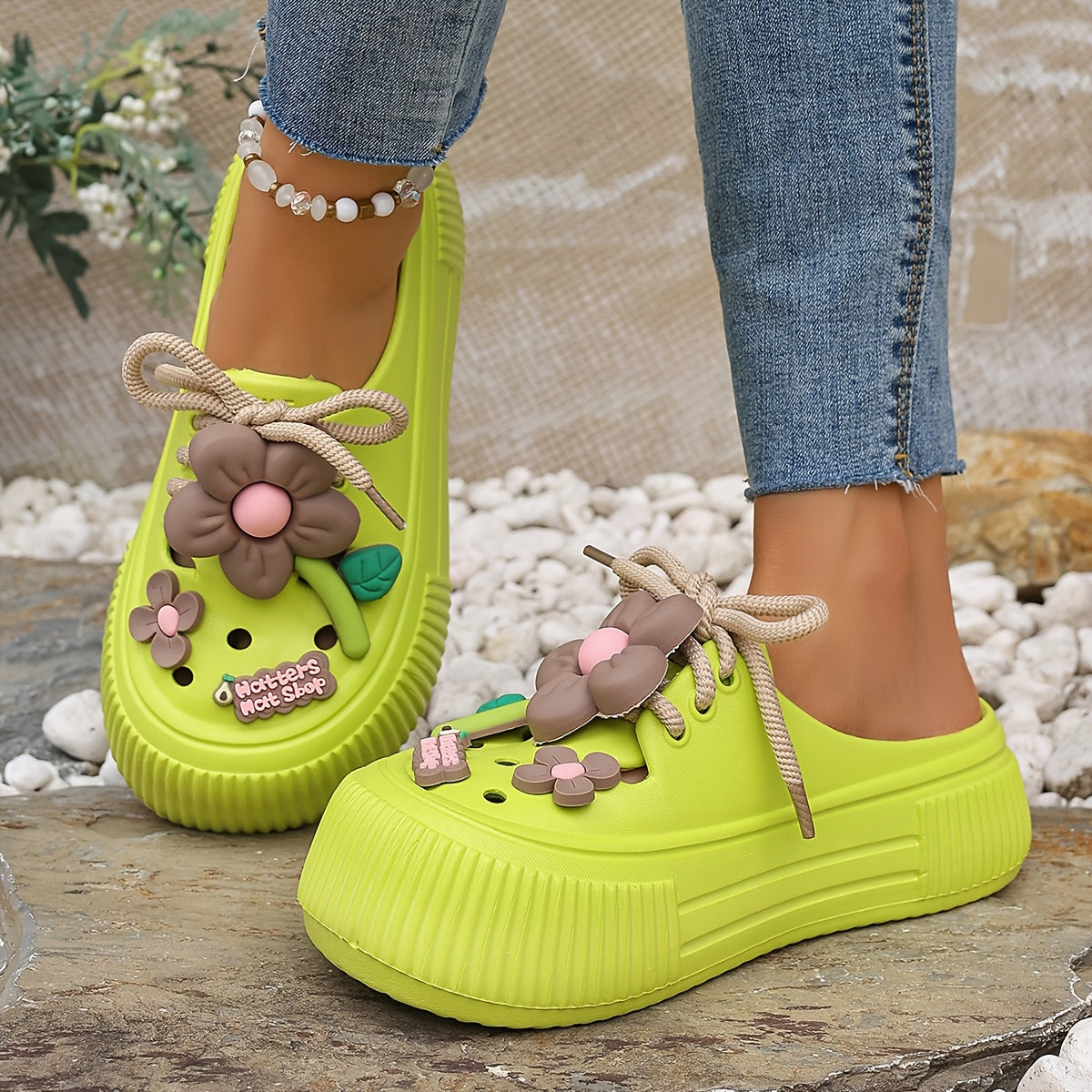 Women's Sunflower & Bowknot Decorated Casual Clogs Summer Sandals