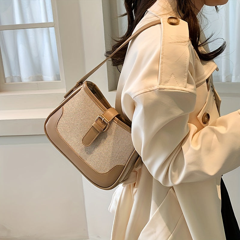 Женская сумка через плечо из синтетической кожи с регулируемым ремнем и застежкой на молнии. Универсальная сумка для покупок и отдыха. Элегантный аксессуар с аккуратной строчкой.