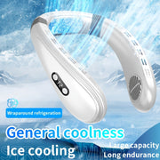 Portable Wearable Neck Fan with 360° Cooling Plate, USB Rechargeable, Quiet Operation