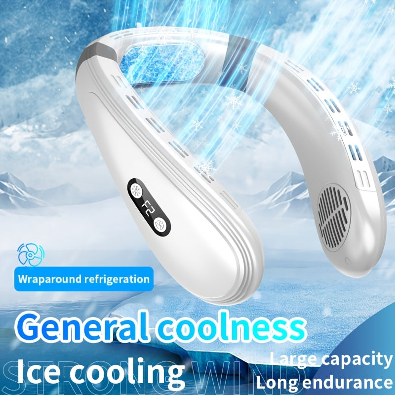 Portable Wearable Neck Fan with 360° Cooling Plate, USB Rechargeable, Quiet Operation