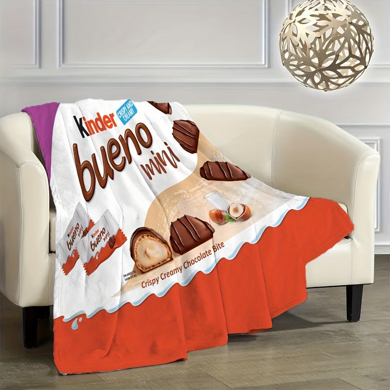 Warm Chocolate Candy Print Flannel Throw Blanket for Snuggling and Relaxing